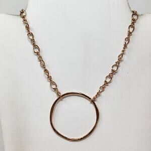 Express Rose Gold Tone Hammered Ring Pendant Chain Necklace Fashion Jewelry